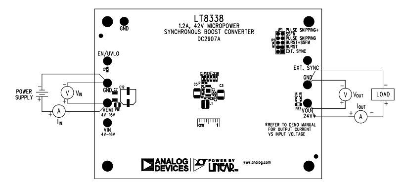 Applikations-Schaltungsdiagramm - Analog Devices Inc. LT8338 DC2907A-Demonstrationsboard Applikations-Schaltungsdiagramm - Analog Devices Inc. LT8338 DC2907A-Demonstrationsboard